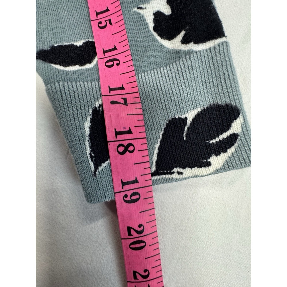 LOFT Women's XL Cotton Knit Cardigan Sweater Crew Neck Long Sleeve Leaf Print - Picture 9 of 10